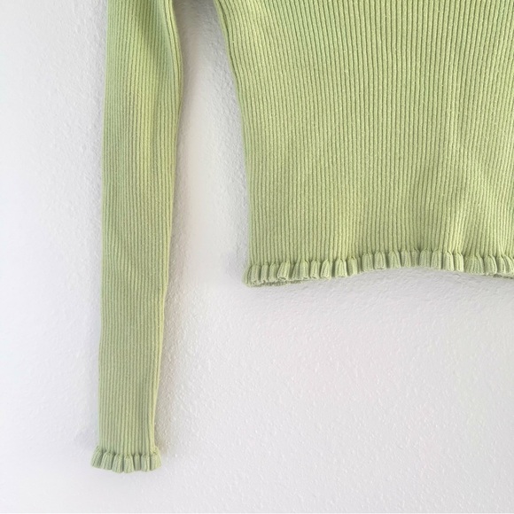 Princess Polly Fairy Core Green Ruffle Hem Feminine Cottage Pearl Top XS Small - Picture 5 of 6